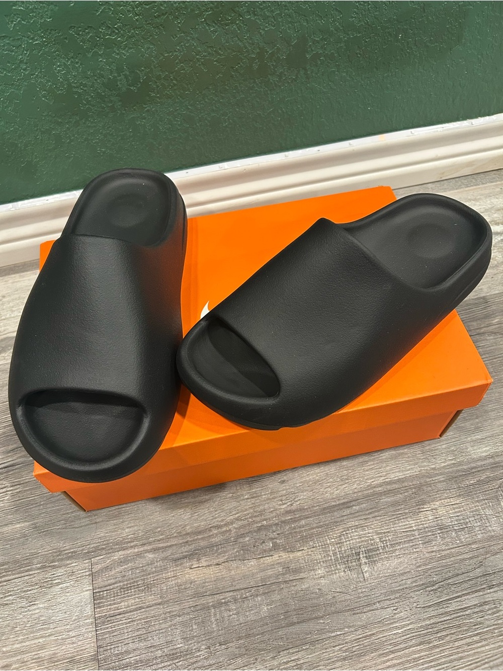 Men's Black Slide Sandals - Cushioned Open-Toe Comfort